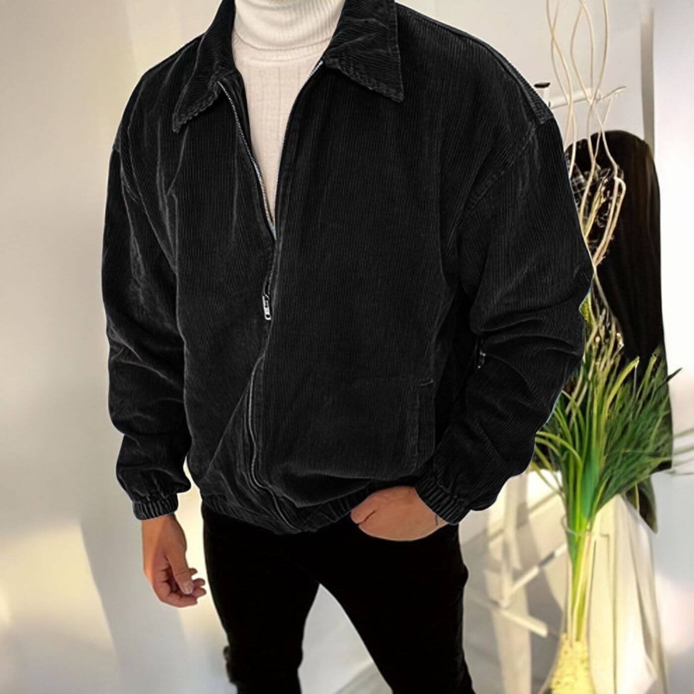 Bastien™ - Veste Zippée en Velours Côtelé Élégante