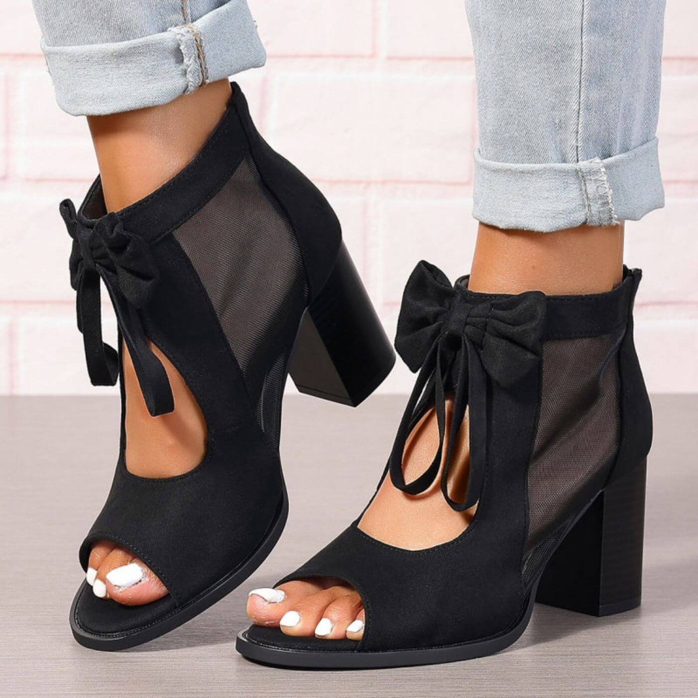 Olivia™ - Sandales Orthopédiques à Talons Chunky et Nœud