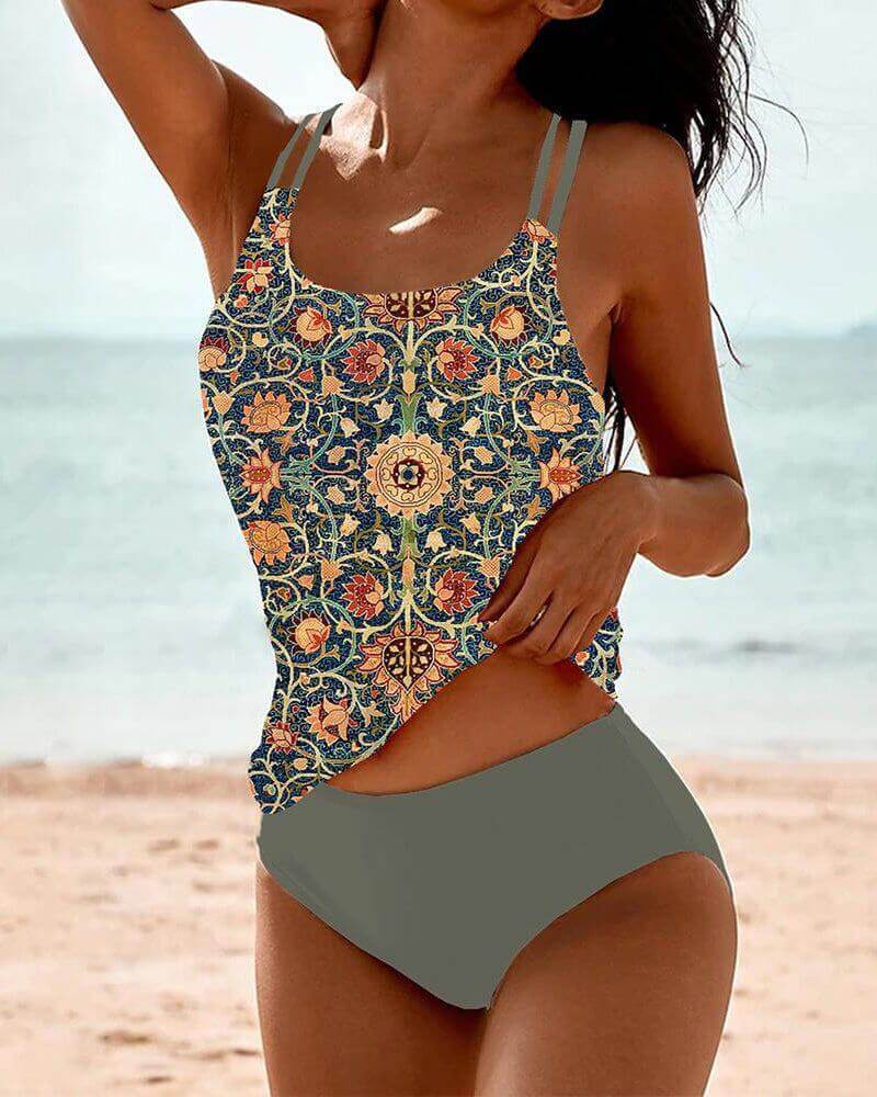 Estelle™ – Tankini Imprimé à Bretelles Doubles et Élégant