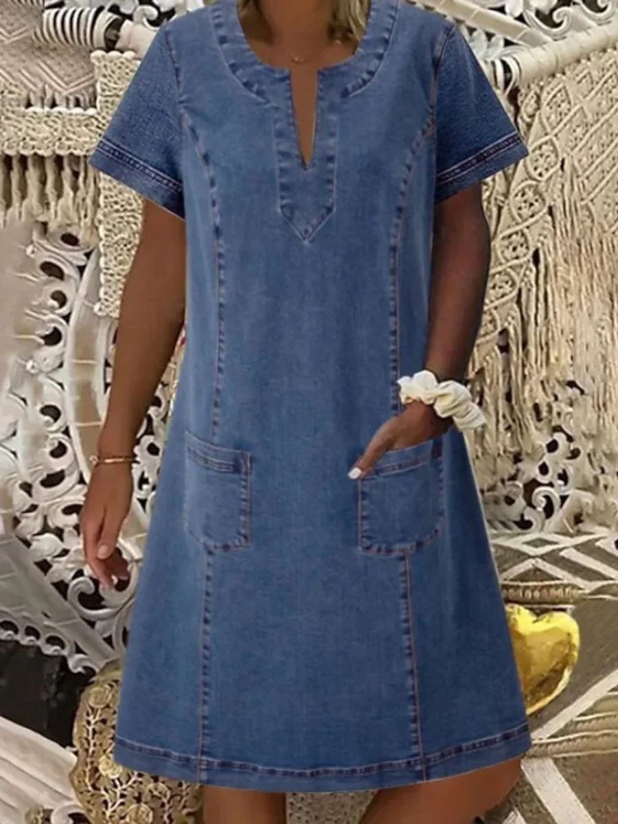 Amelie™ – Robe en Jean d’Été à Col en V
