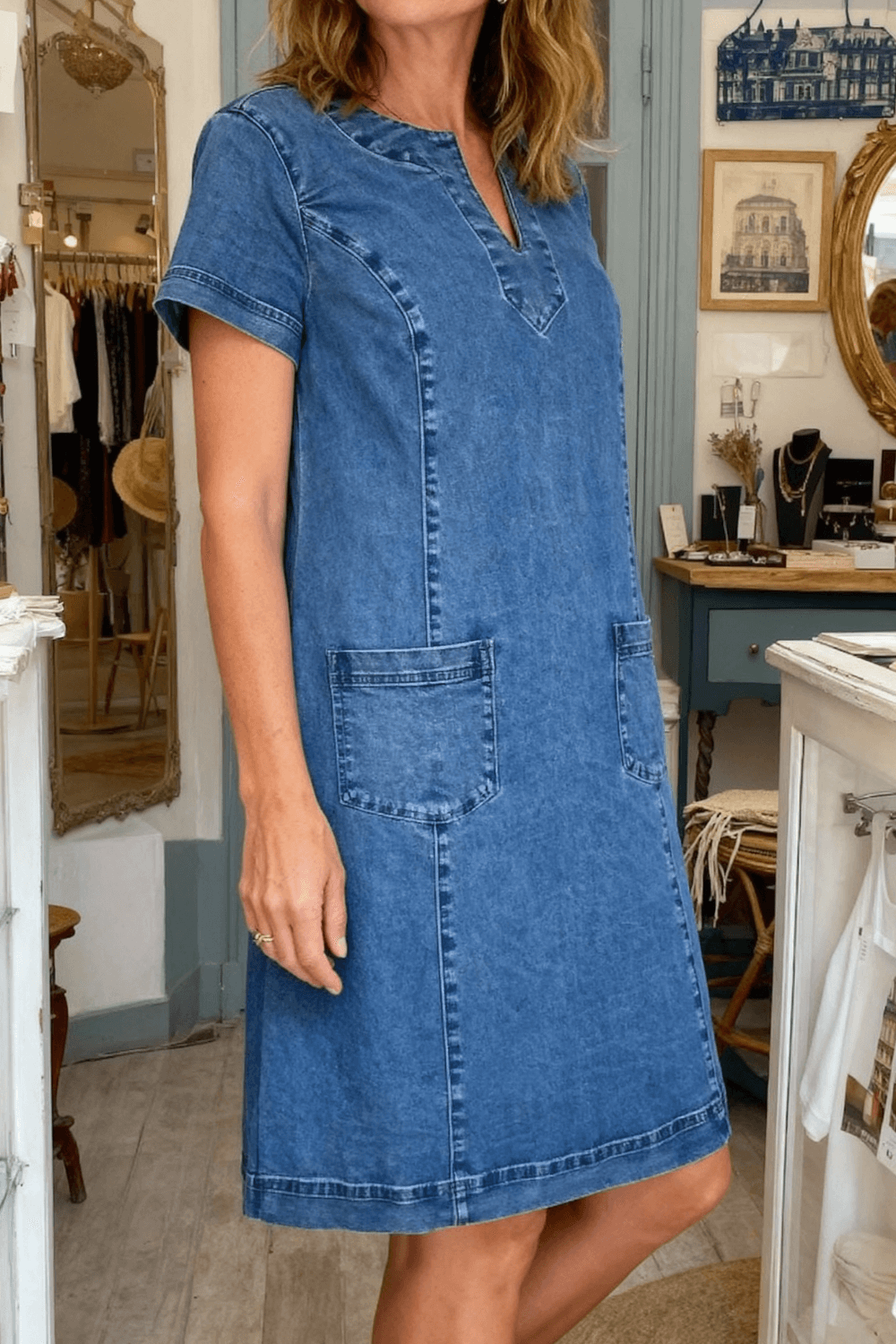 Amelie™ – Robe en Jean d’Été à Col en V