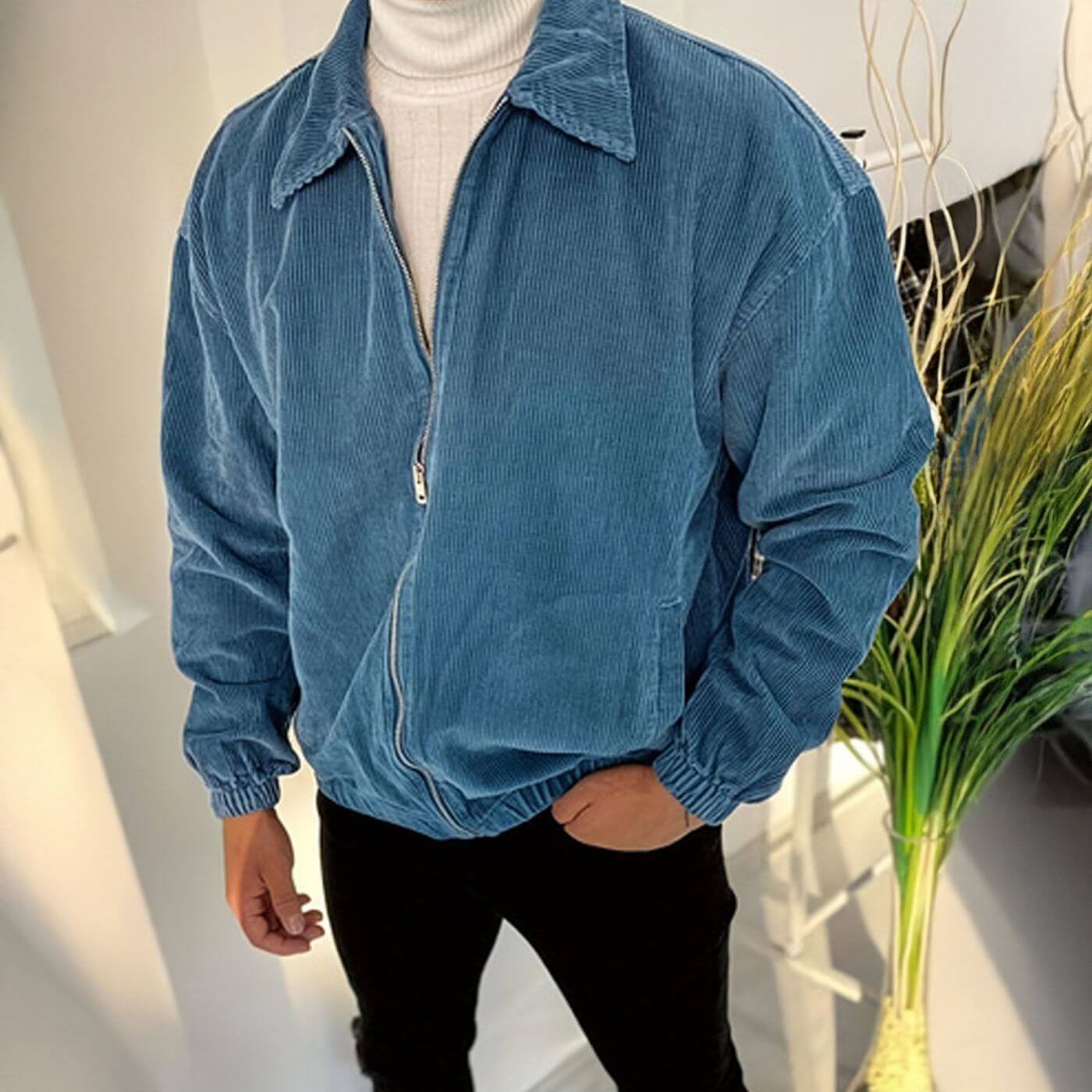 Bastien™ - Veste Zippée en Velours Côtelé Élégante