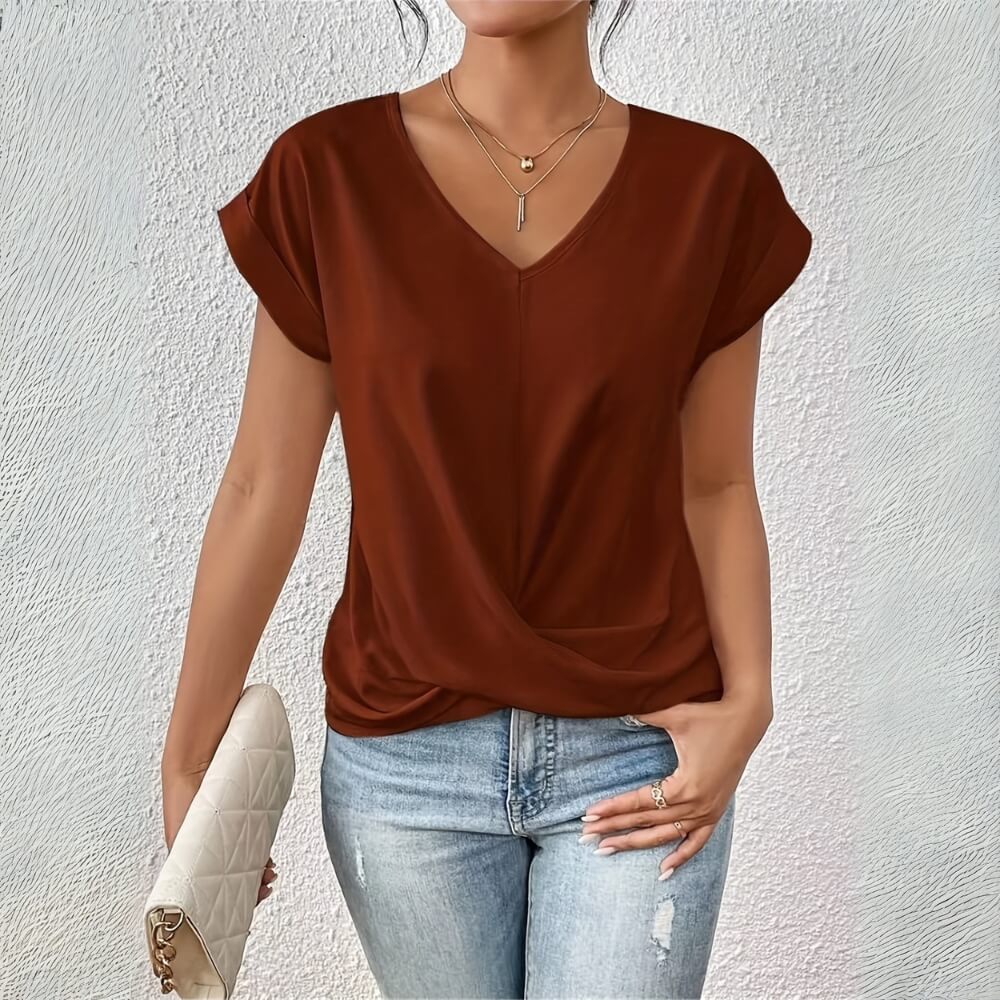 Esther™ - T-shirt décontracté à encolure en cœur  (1 Pièce + 1 OFFERTE)