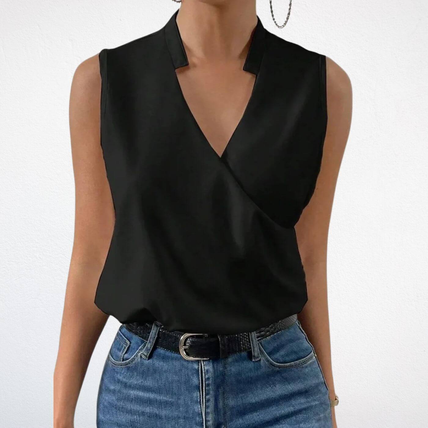 Camille – Blouse sans manches à col en V