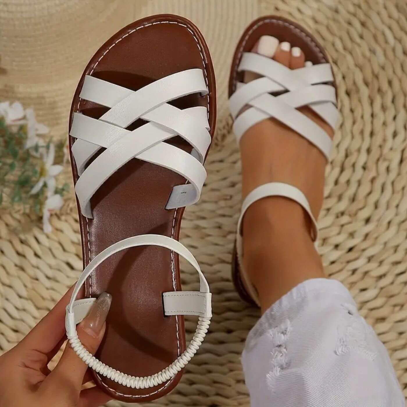 Jeanne™ – Sandales Orthopédiques Tressées Été