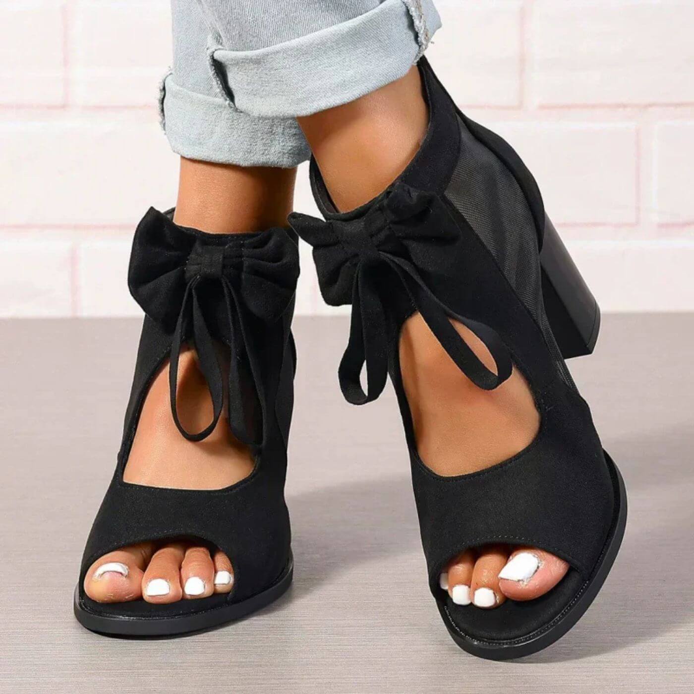 Olivia™ - Sandales Orthopédiques à Talons Chunky et Nœud